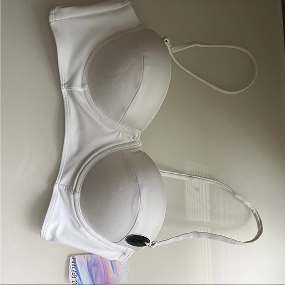 White balconette bikini top bustier longline push up corset - Picture 2 of 5